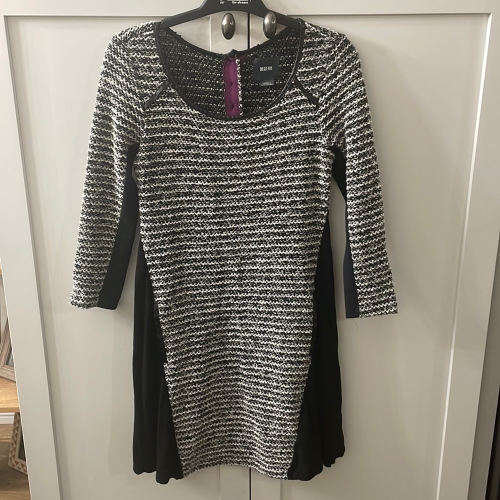 Black textured knit Maeve dress.